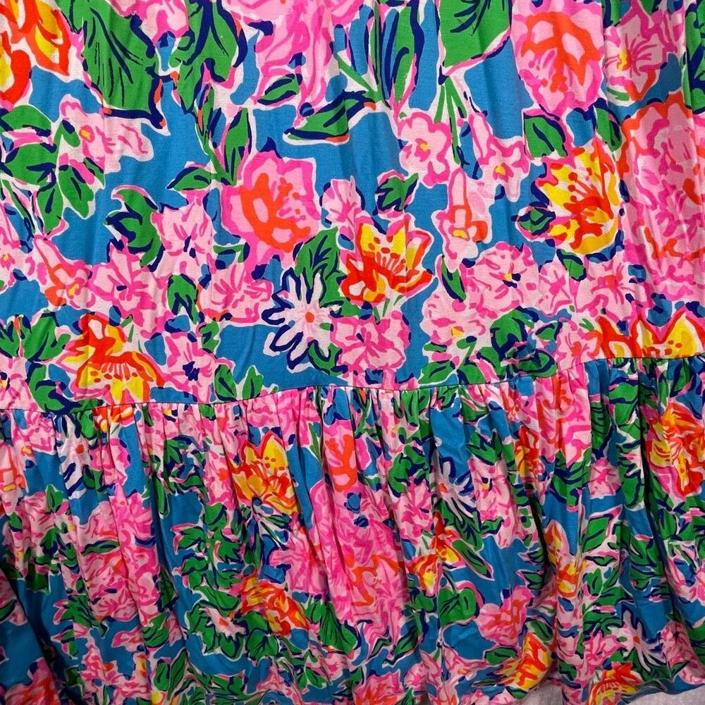 Lilly Pulitzer Multicolor Floral Ruffle Sleeve Vyra Maxi Dress Size 10 - Picture 3 of 10